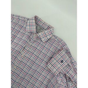 TM Lewin Luxury Shirt Mens 17 French Cuff Check Plaid Long Sleeve Button‎ Up